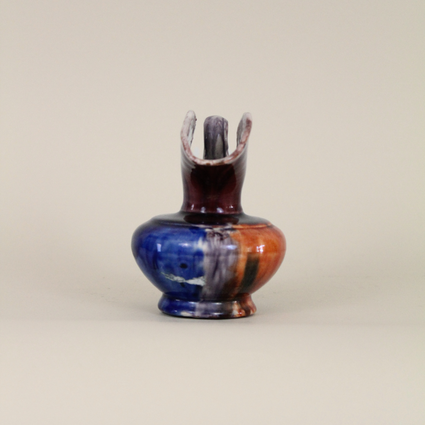 Vintage Oaxacan Drip Glaze Pitcher with Sawtooth Detail