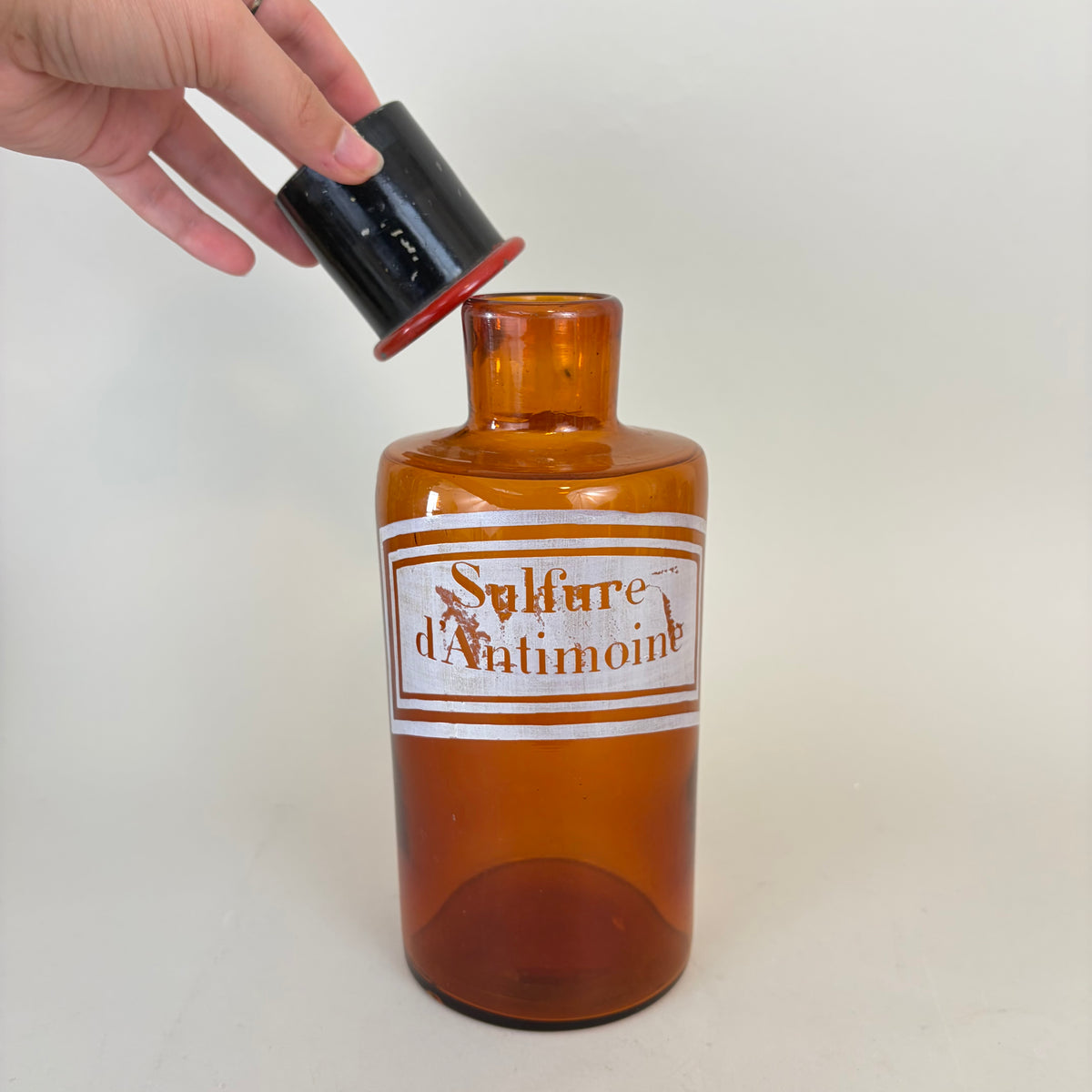 “Sulfure d’Antimoine” Glass Apothecary Jars
