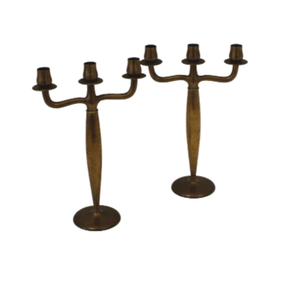 John Norelius Dirigold Swedish Brass Candlesticks Pair