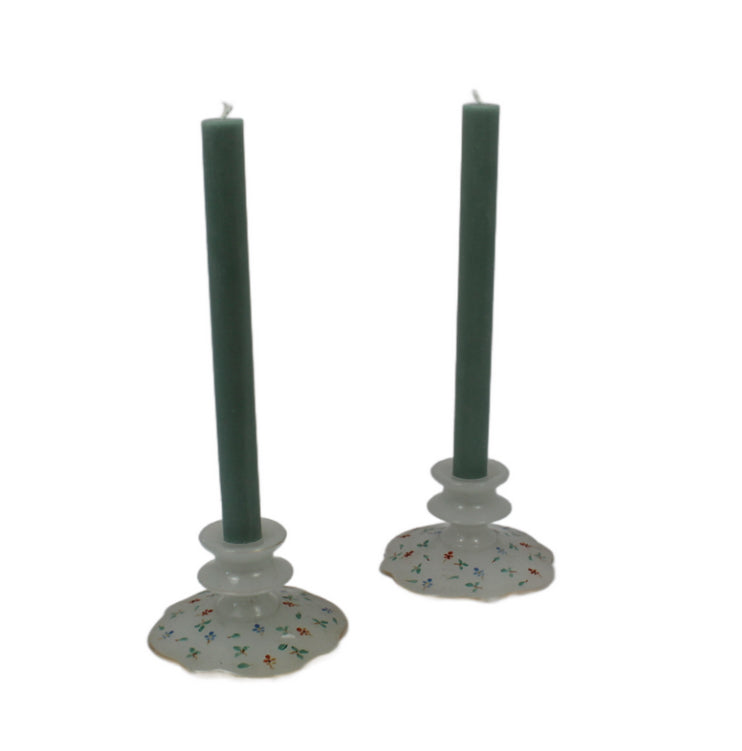 Vintage Bohemian Floral Candlestick Holders Pair