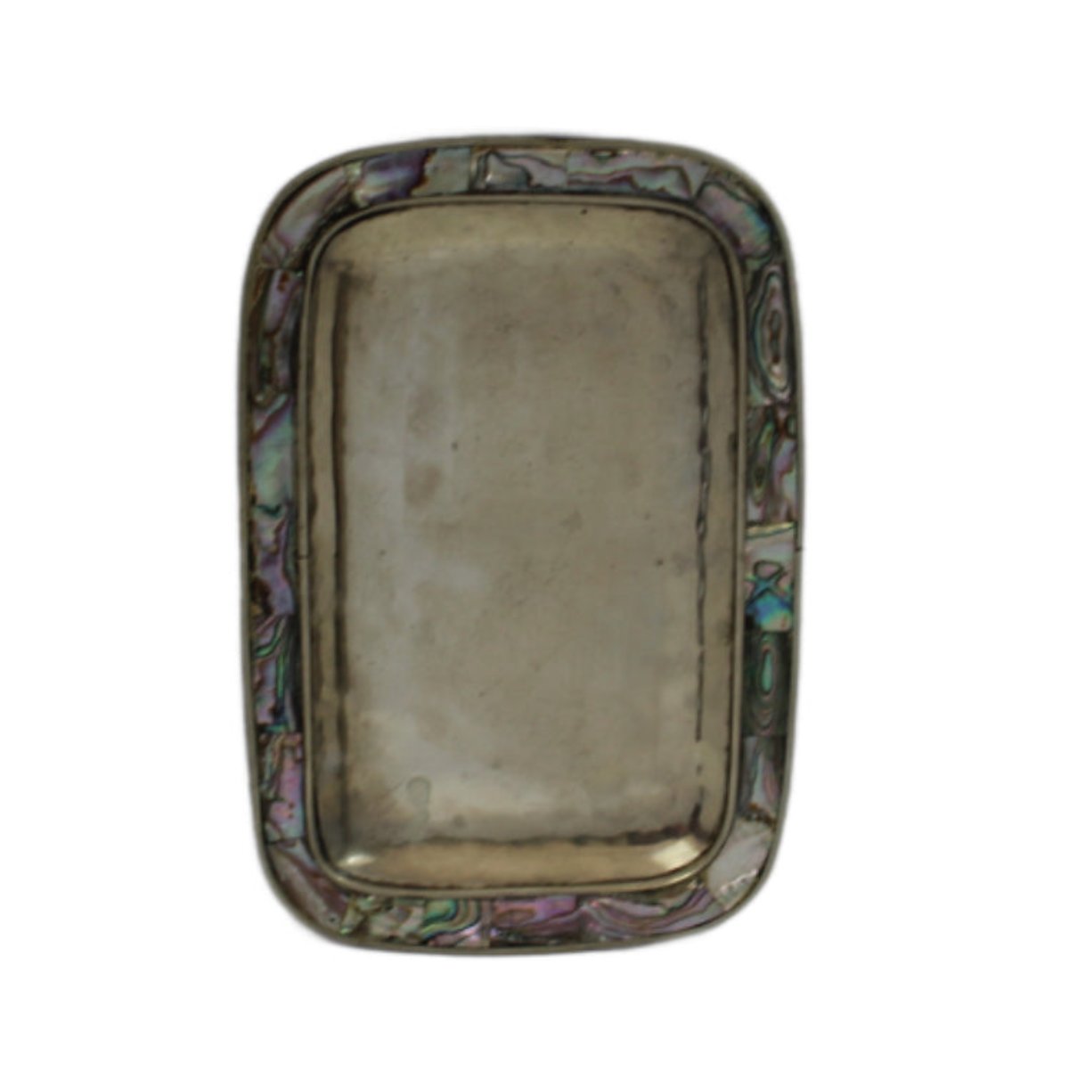 Vintage Mexican Alpaca Silver and Inlaid Abalone Tray