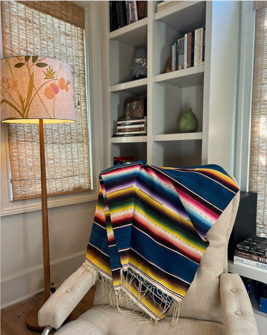 1940's Vintage Sarape in navy/yellow