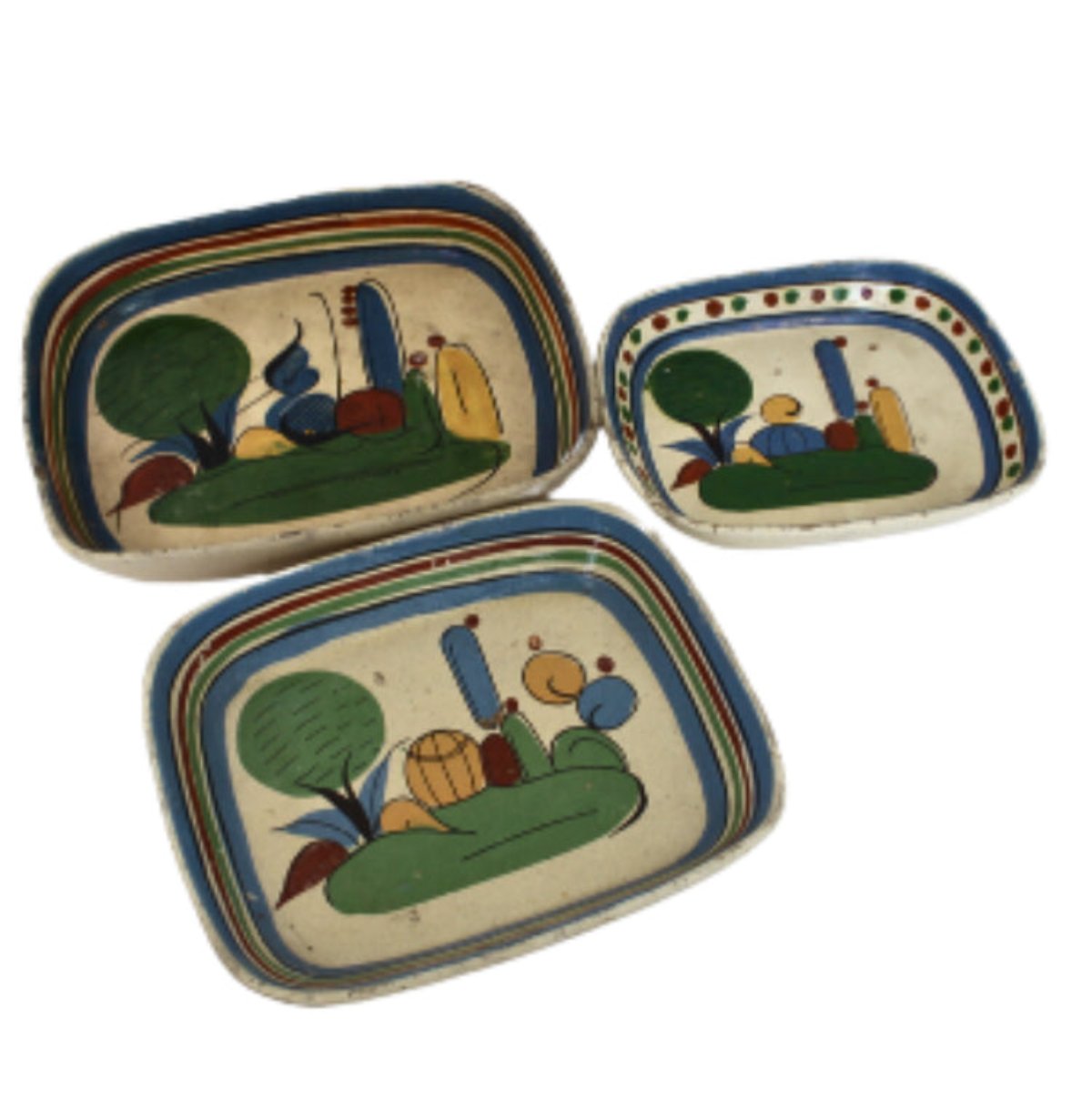 Vintage Mexican Cactus Pottery s/3