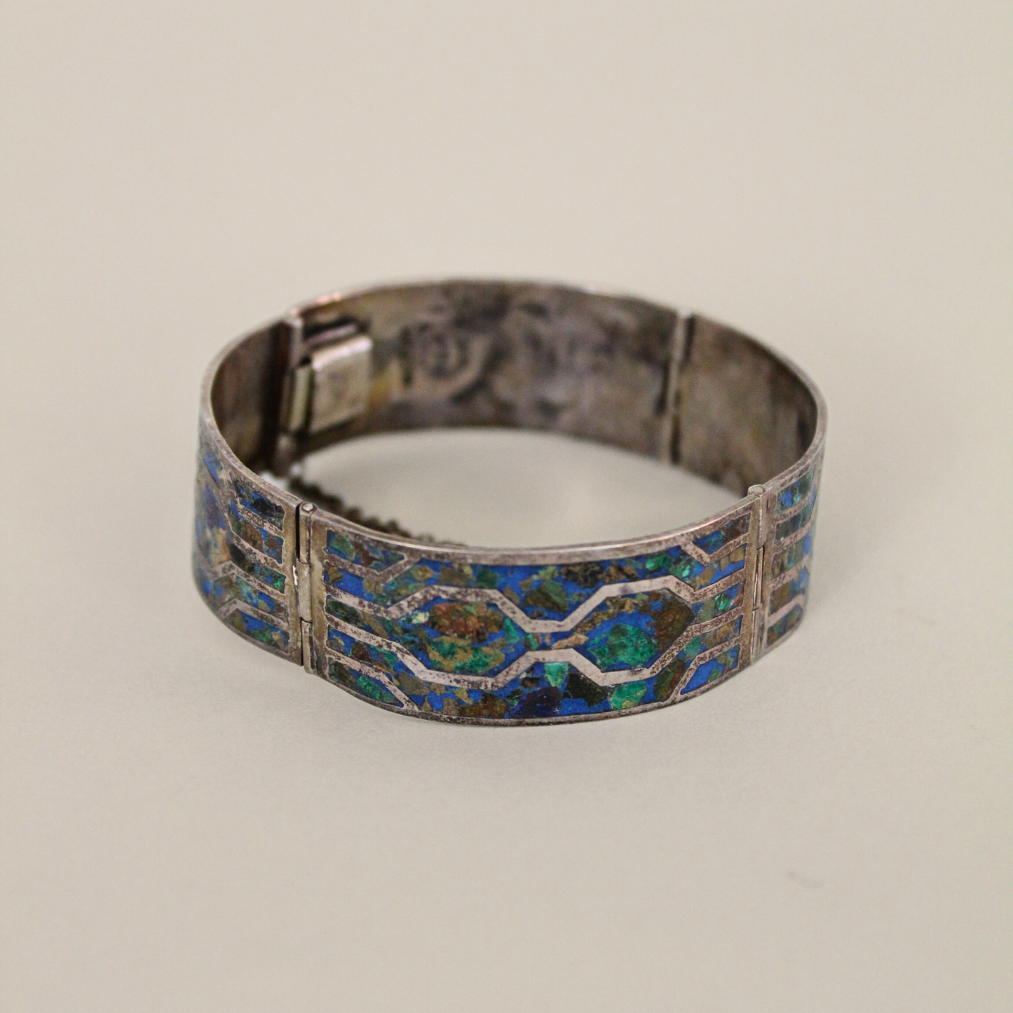 Vintage Inlay Silver Bracelet