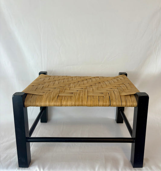 Hand Woven Black Footstool 13”x8”
