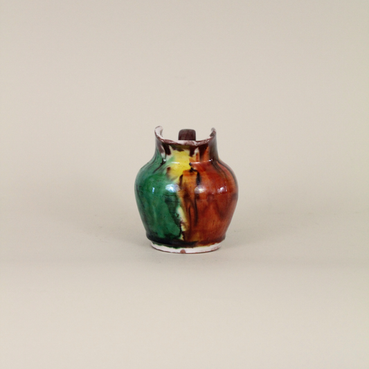 Vintage Oaxacan Drip Glaze Pitcher in Orange, Green, & Yellow
