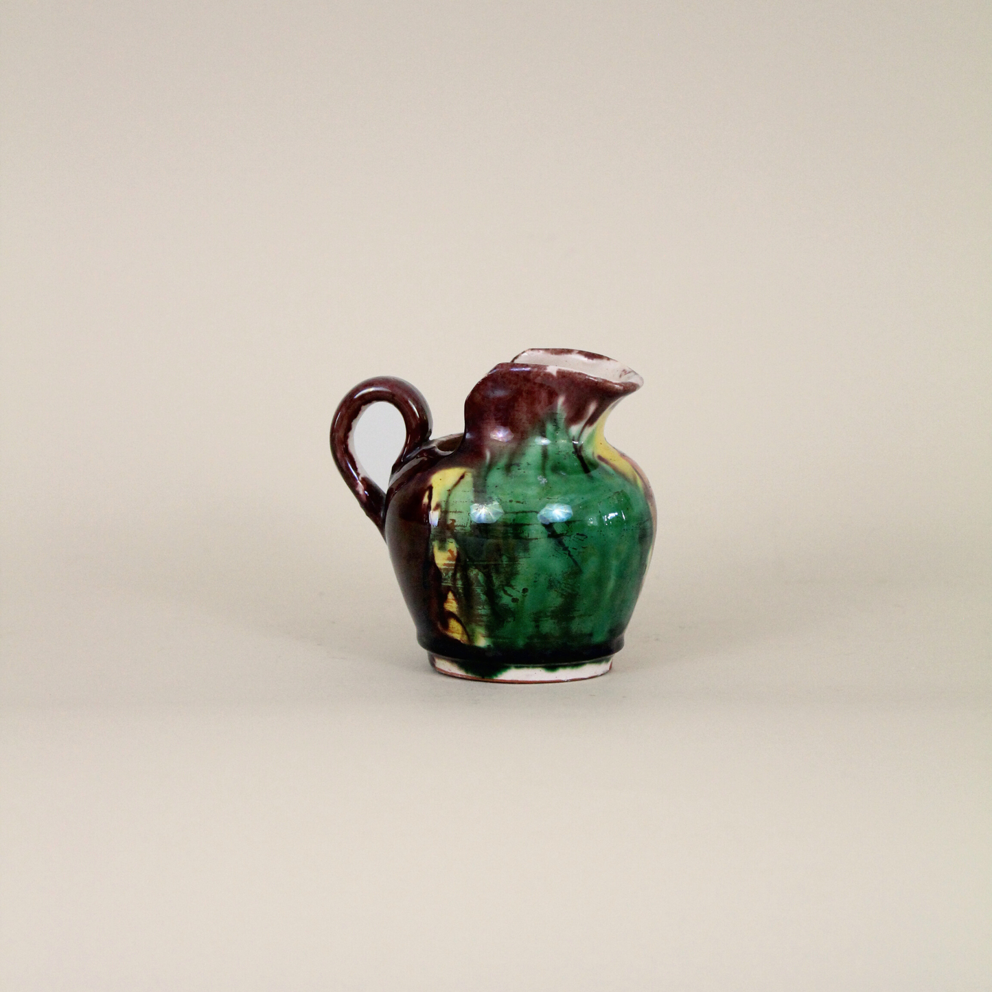 Vintage Oaxacan Drip Glaze Pitcher in Orange, Green, & Yellow