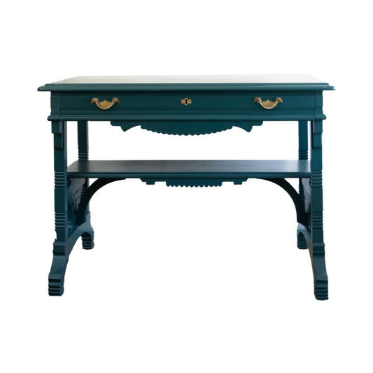 Vintage Eastlake Table with Drawer in Jade Lacquer