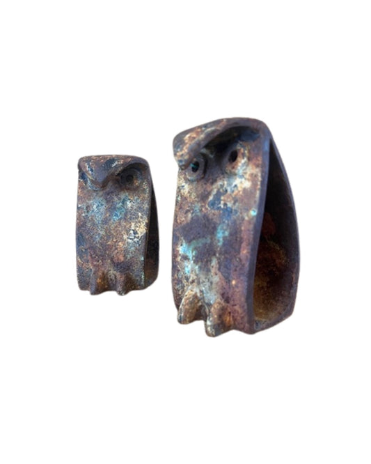 Noguchi-style brutalist owl bookends