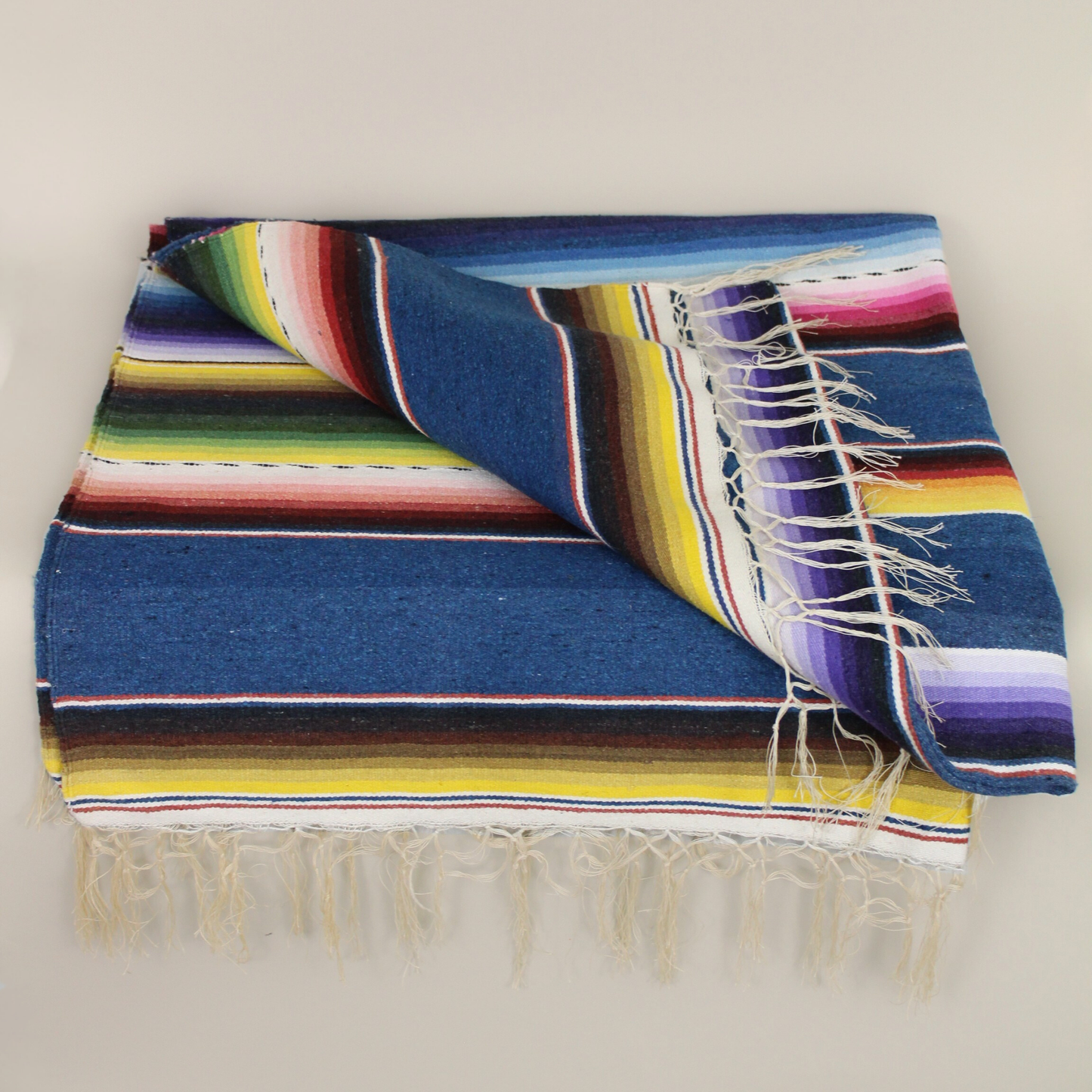 1940's Vintage Sarape in navy/yellow