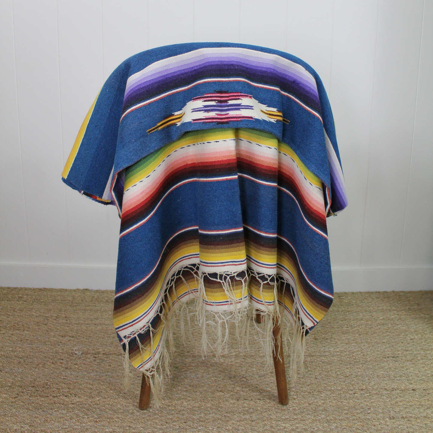 1940's Vintage Sarape in navy/yellow