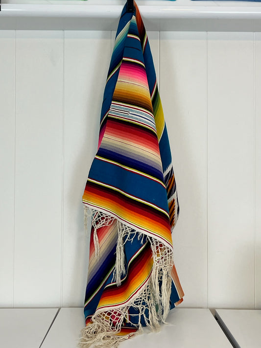 1940’s Vintage Sarape in turquoise/pink