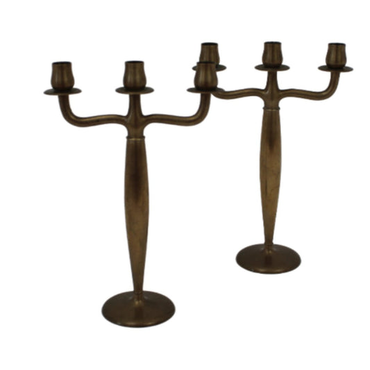 John Norelius Dirigold Swedish Brass Candlesticks Pair