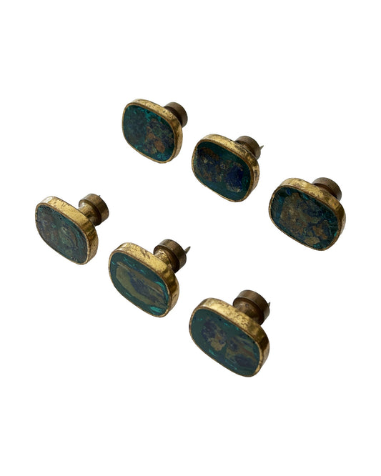 Los Castillo Brass & Azurite Drawer Pulls (Set of 6)
