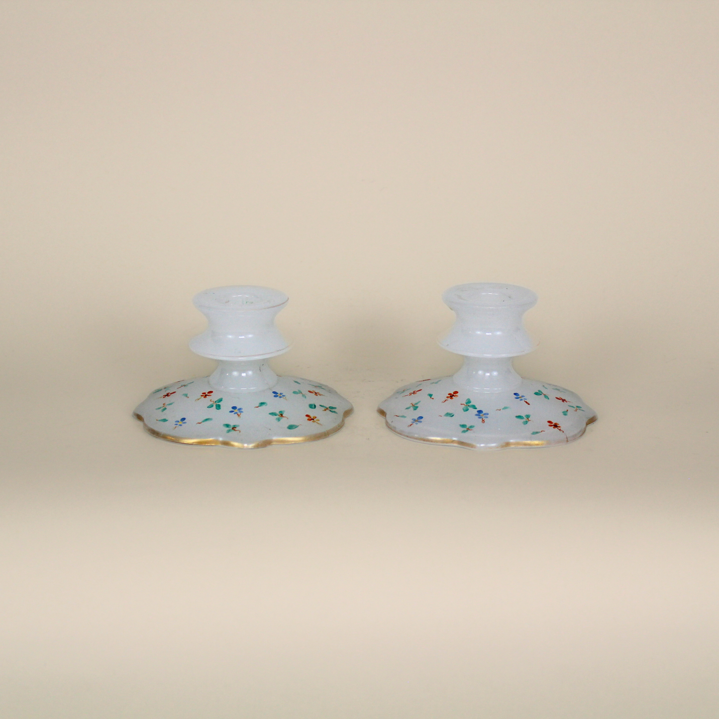 Vintage Bohemian Floral Candlestick Holders Pair