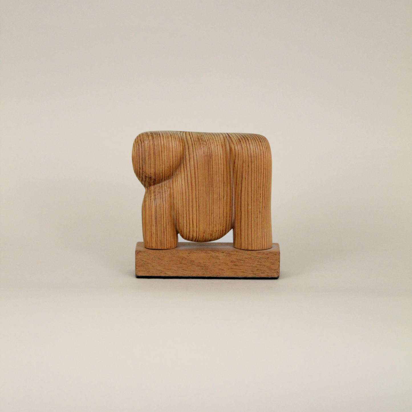 Signed Small Wood Sculpture on Stand